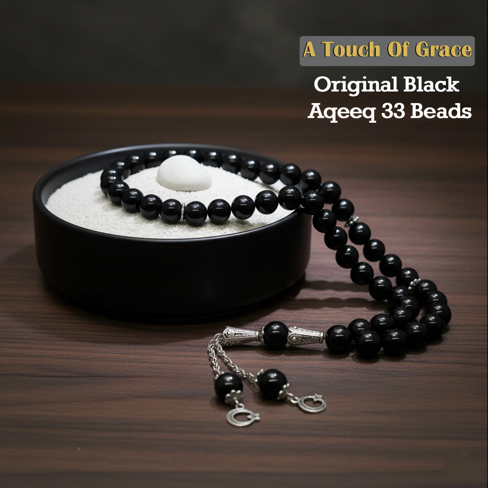 Original Black Aqeeq 33 Beads Tasbih - Image 3